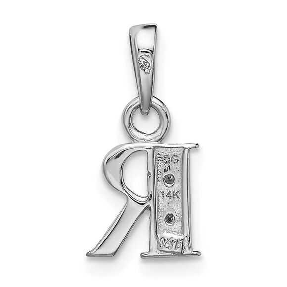 Kazi Luxury 14k White Gold Rhodium-plated Diamond Letter R Initial Pendant
